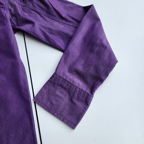 Twice Mens Long Sleeves Button Up Shirt Purple 100% Cotton Sz M - Picture 10 of 10